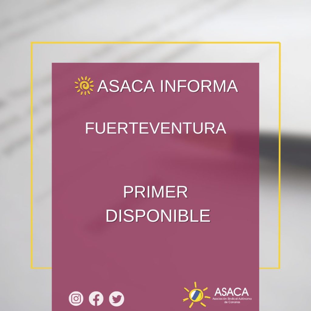 FUERTEVENTURA CONTRATACIÓN PRIMER DISPONIBLE A 03 DE OCTUBRE DE 2025