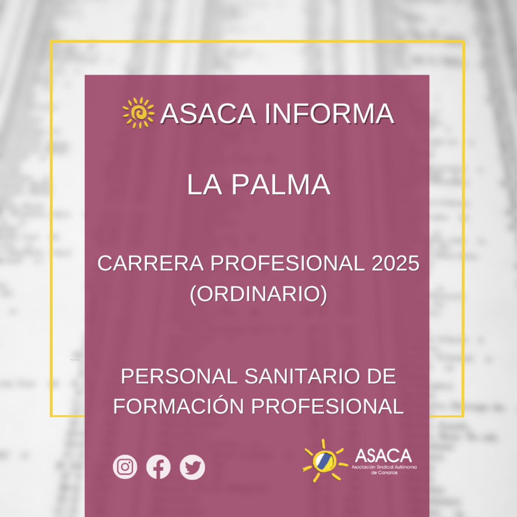 LA PALMA CARRERA PROFESIONAL 2025 ORDINARIO PROVISIONAL DEL PERSONAL SANITARIO DE FORMACIÓN PROFESIONAL