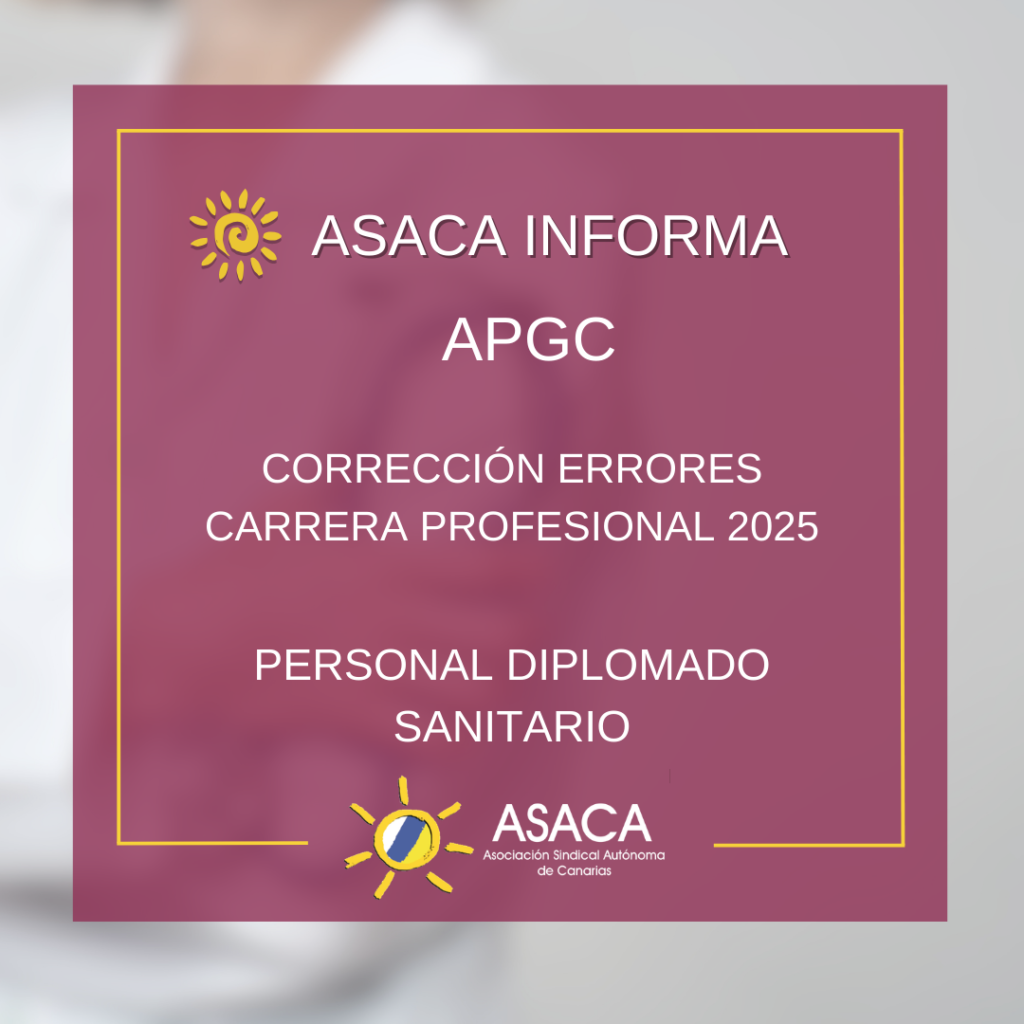 APGC  CORRECCIÓN ERRORES CARRERA PROFESIONAL 2025 ORDINARIO PERSONAL DIPLOMADO SANITARIO