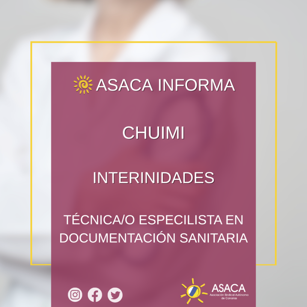 CHUIMI INTERINIDADES TÉCNICAS/OS ESPECIALISTAS EN DOCUMENTACIÓN SANITARIA