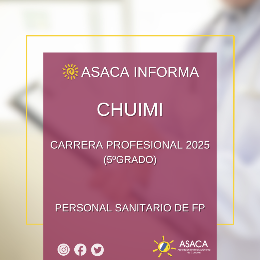 CHUIMI CARRERA PROFESIONAL 2025 EXCEPCIONAL 5ºGRADO PROVISIONAL DEL PERSONAL SANITARIO DE FORMACIÓN PROFESIONAL