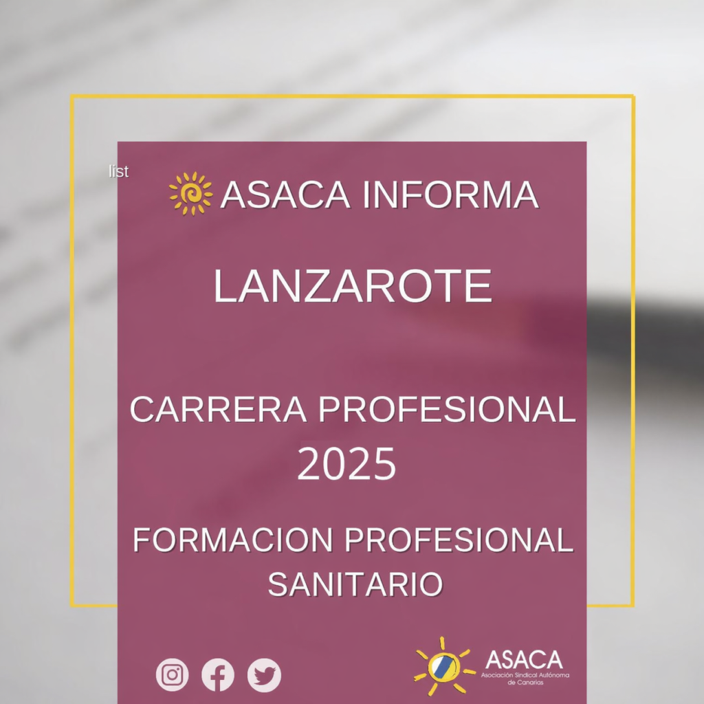LANZAROTE CARRERA PROFESIONAL DEFINITIVA 2025 DEL PERSONAL SANITARIO DE FORMACION PROFESIONAL