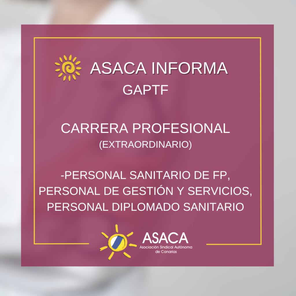GAPTF CARRERA PROFESIONAL 2025 EXCEPCIONAL 5ºGRADO PROVISIONAL DE PERSONAL SANITARIO DE FP, PERSONAL DIPLOMADO SANITARIO Y PERSONAL DE GESTIÓN Y SERVICIOS