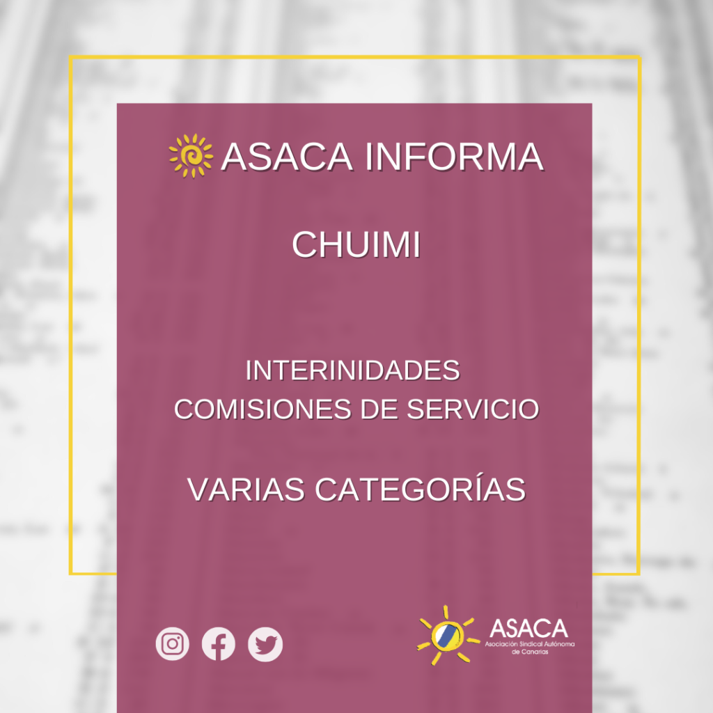CHUIMI INTERINIDADES Y COMISIONES DE SERVICIO VARIAS CATEGORÍAS