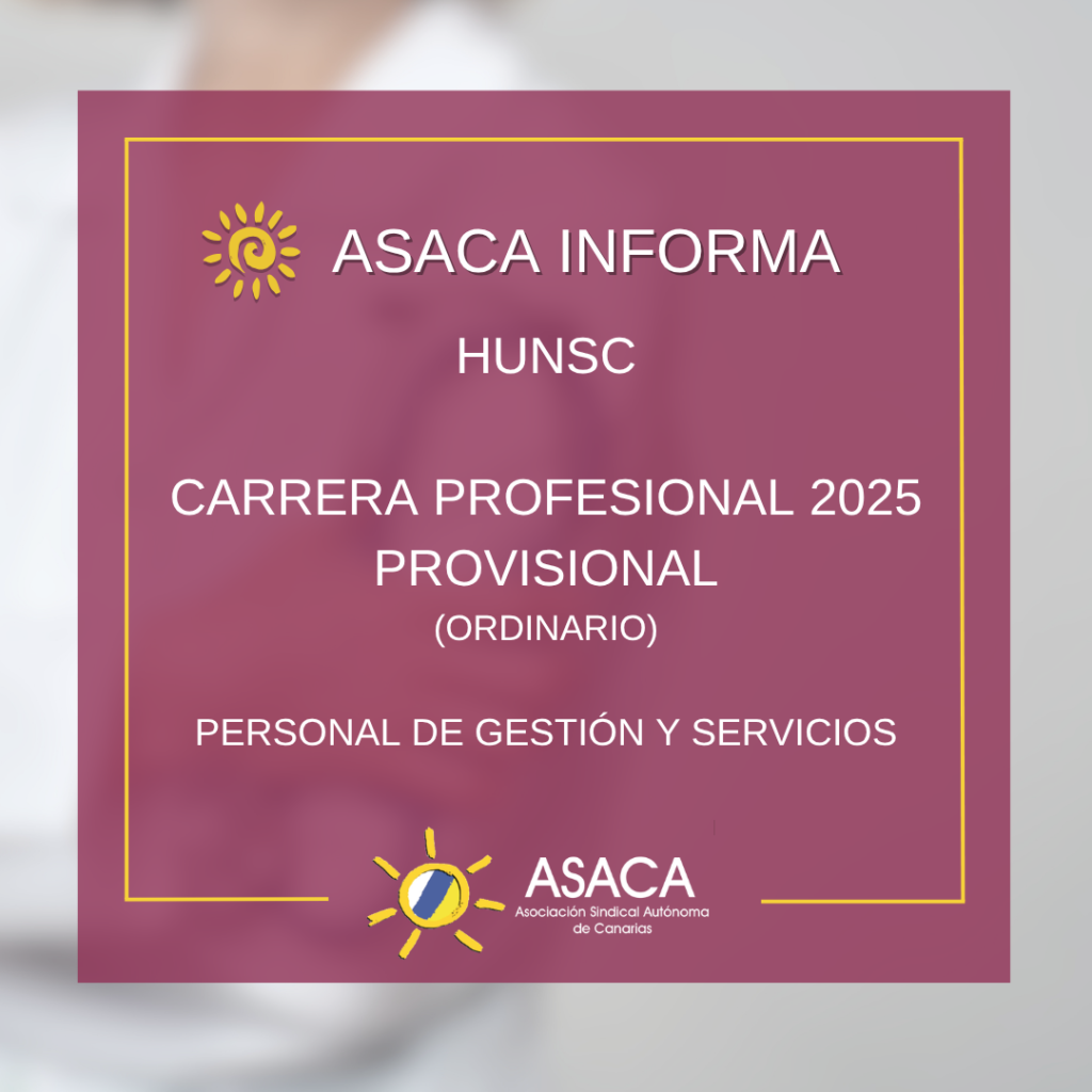 HUNSC CARRERA PROFESIONAL 2025 ORDINARIO PROVISIONAL DEL PERSONAL DE GESTIÓN Y SERVICIOS