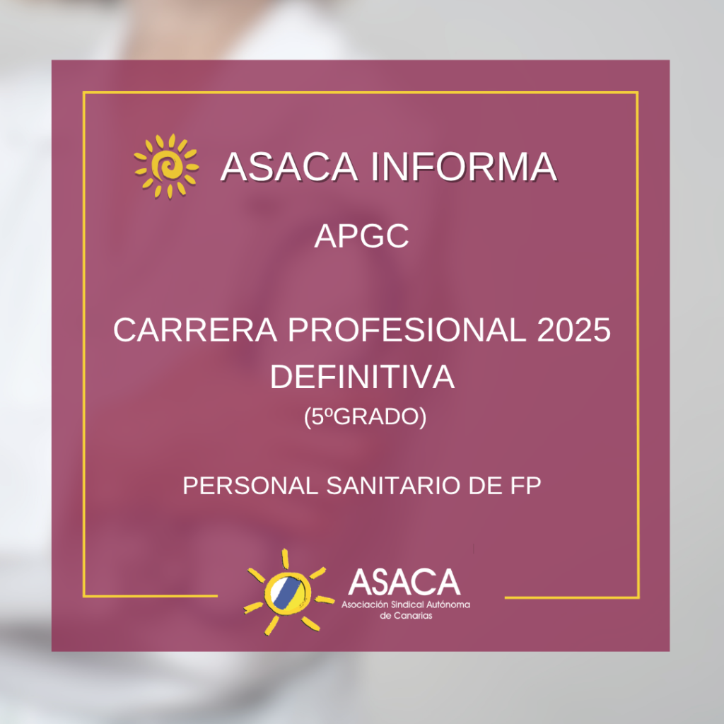 APGC CARRERA PROFESIONAL 2025 5º GRADO DEFINITIVA DEL PERSONAL SANITARIO DE FORMACIÓN PROFESIONAL