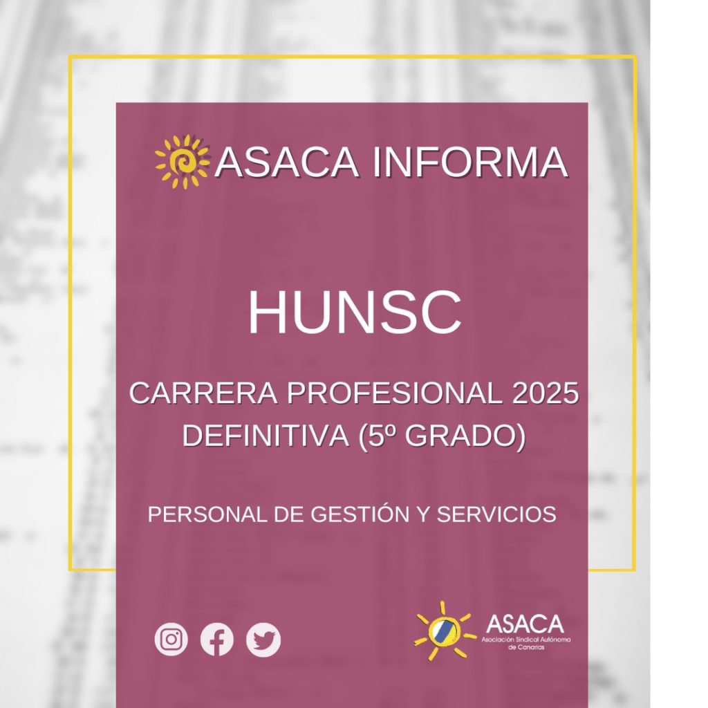 HUNSC CARRERA PROFESIONAL 2025 5º GRADO DEFINITIVA DEL PERSONAL DE GESTIÓN Y SERVICIOS