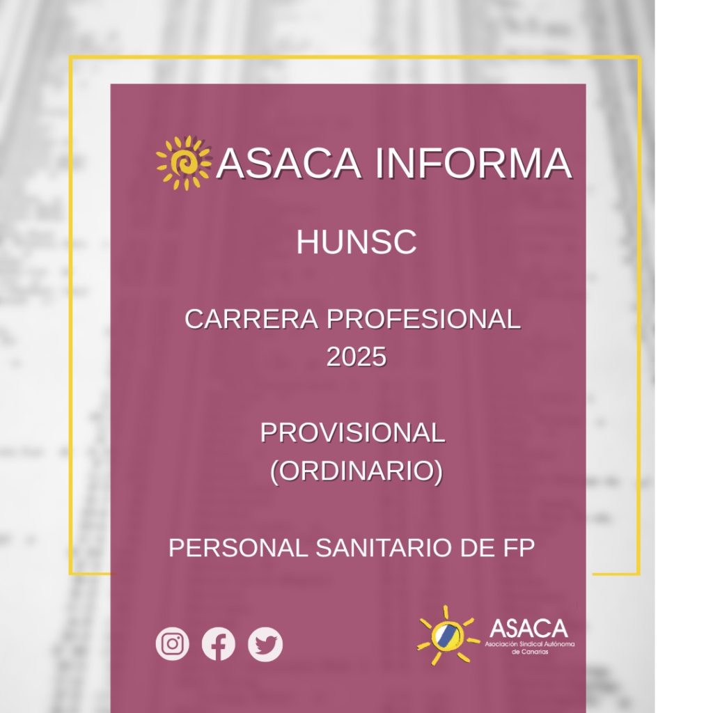 HUNSC CARRERA PROFESIONAL 2025 ORDINARIO PROVISIONAL DEL PERSONAL SANITARIO DE FORMACIÓN PROFESIONAL