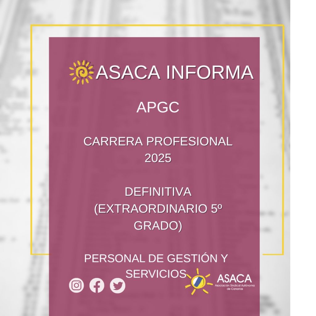 APGC CARRERA PROFESIONAL 2025 5º GRADO DEFINITIVA DEL PERSONAL DE GESTIÓN Y SERVICIOS