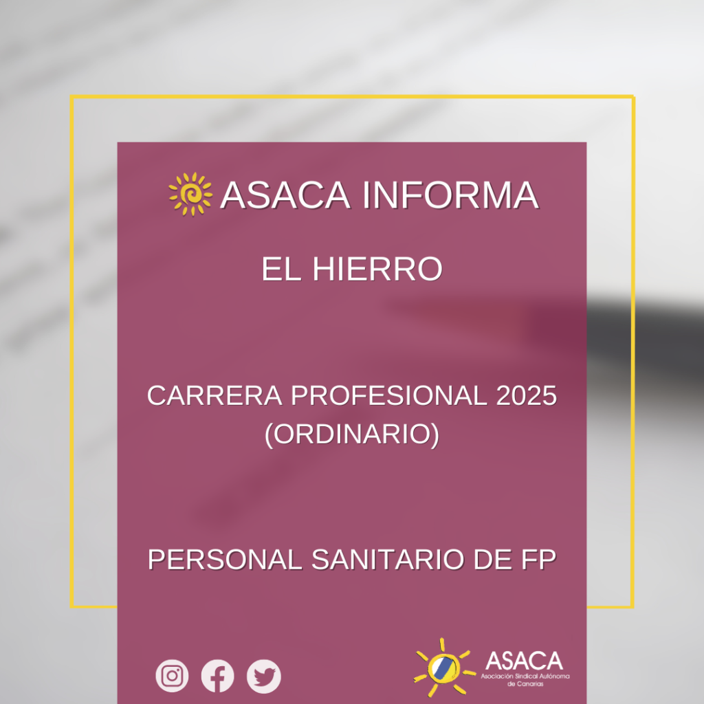 EL HIERRO CARRERA PROFESIONAL 2025 ORDINARIO PROVISIONAL DEL PERSONAL SANITARIO DE FORMACIÓN PROFESIONAL