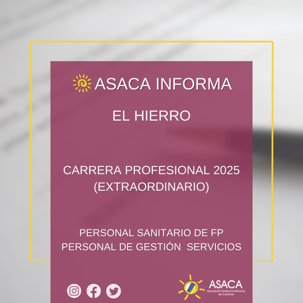 EL HIERRO CARRERA PROFESIONAL 2025 EXCEPCIONAL 5ºGRADO PROVISIONAL DEL PERSONAL SANITARIO DE FP Y PERSONAL DE GESTIÓN Y SERVICIOS