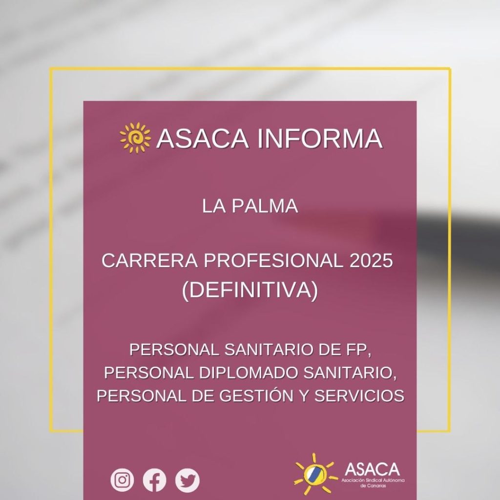 LA PALMA CARRERA PROFESIONAL 2025 DEFINITIVA DEL PERSONAL DIPLOMADO SANITARIO, SANITARIO DE FP Y DE GESTION Y SERVICIOS