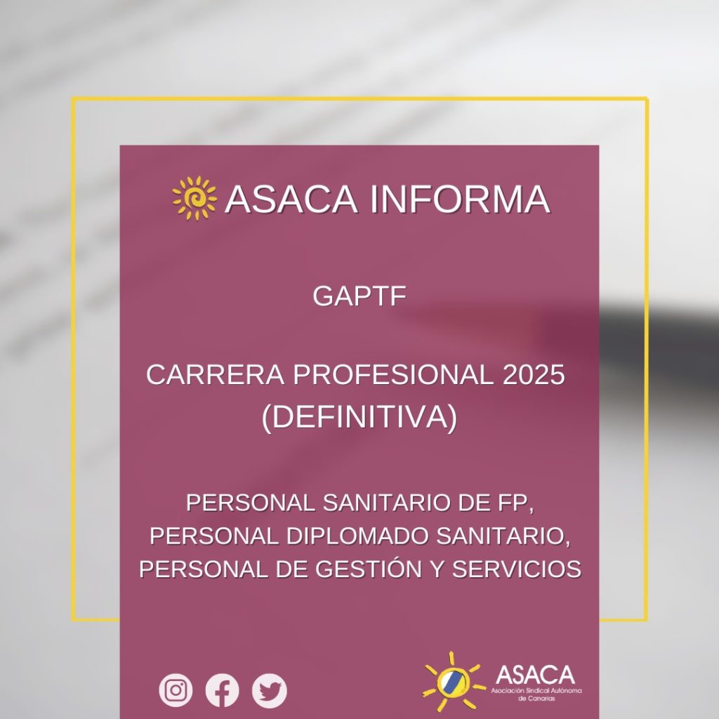 GAPTF CARRERA PROFESIONAL 2025 DEFINITIVA DEL PERSONAL DIPLOMADO SANITARIO, SANITARIO DE FP Y PERSONAL DE GESTIÓN Y SERVICIOS
