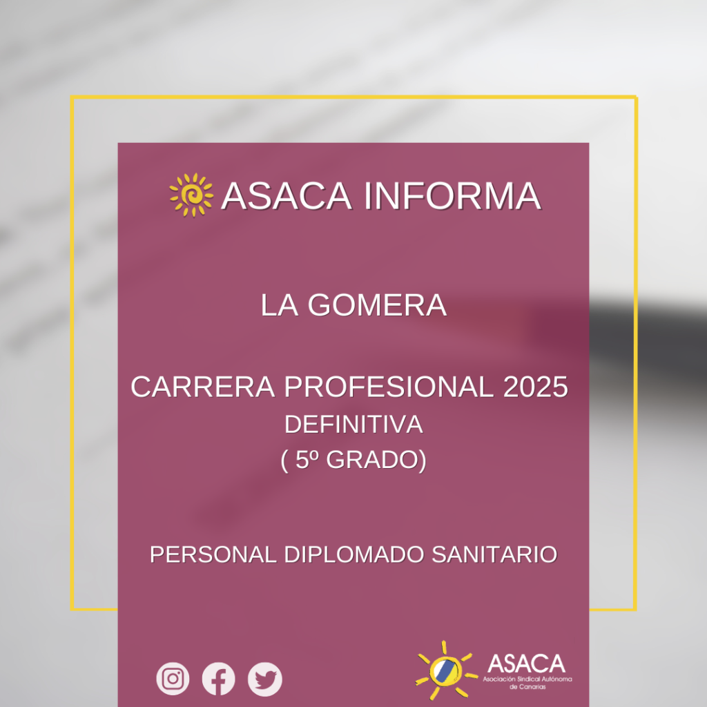 LA GOMERA CARRERA PROFESIONAL 2025 DEFINITIVA EXCEPCIONAL DEL PERSONAL  DIPLOMADO SANITARIO