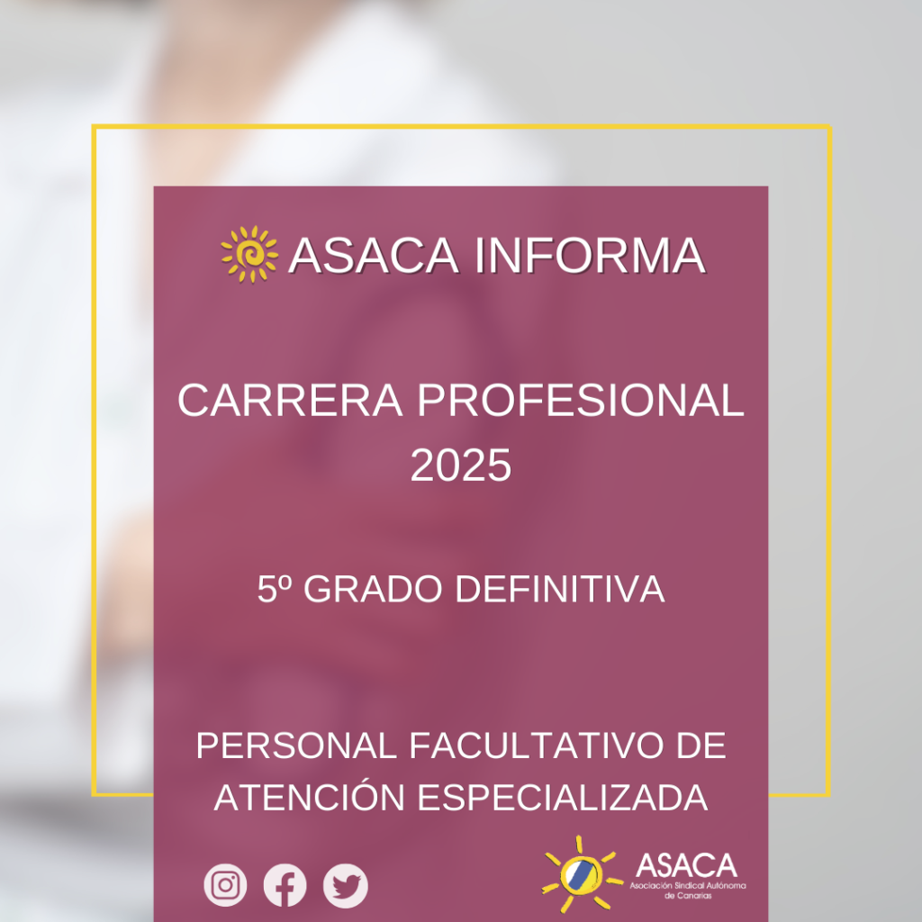  CARRERA PROFESIONAL 2025 5º GRADO DEFINITIVA DEL PERSONAL FACULTATIVO DE ATENCIÓN ESPECIALIZADA