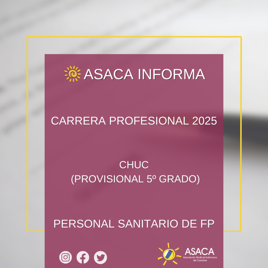 CHUC CARRERA PROFESIONAL PROVISIONAL 5 GRADO PARA PERSONAL SANITARIO DE FORMACIÓN PROFESIONAL