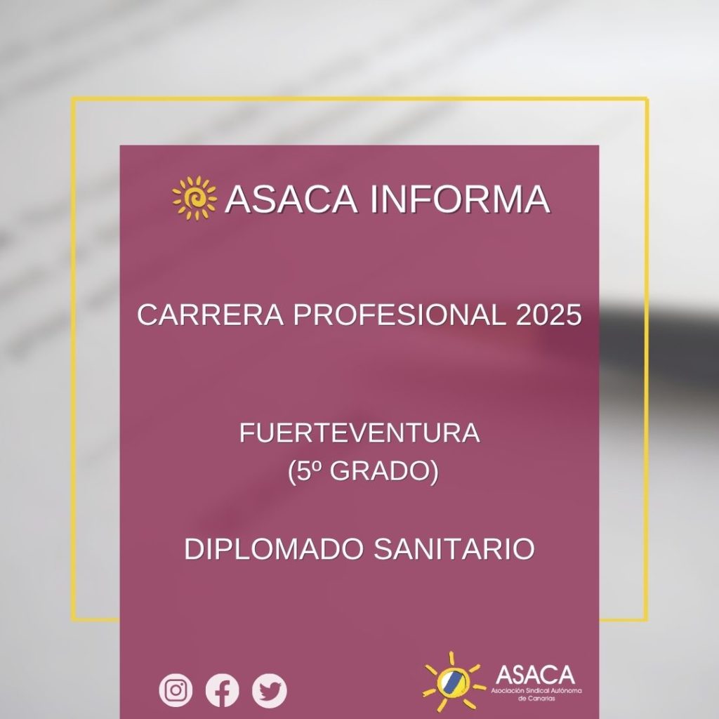 FUERTEVENTURA CARRERA PROFESIONAL 2025 GRADO 5 DEFINITIVA PERSONAL DIPLOMADO SANITARIO