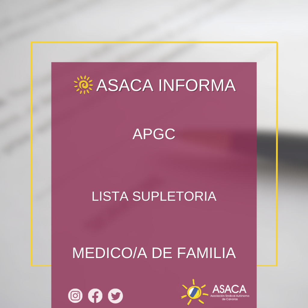 APGC LISTA SUPLETORIA DEFINITIVA DE MÉDICA/O DE FAMILIA