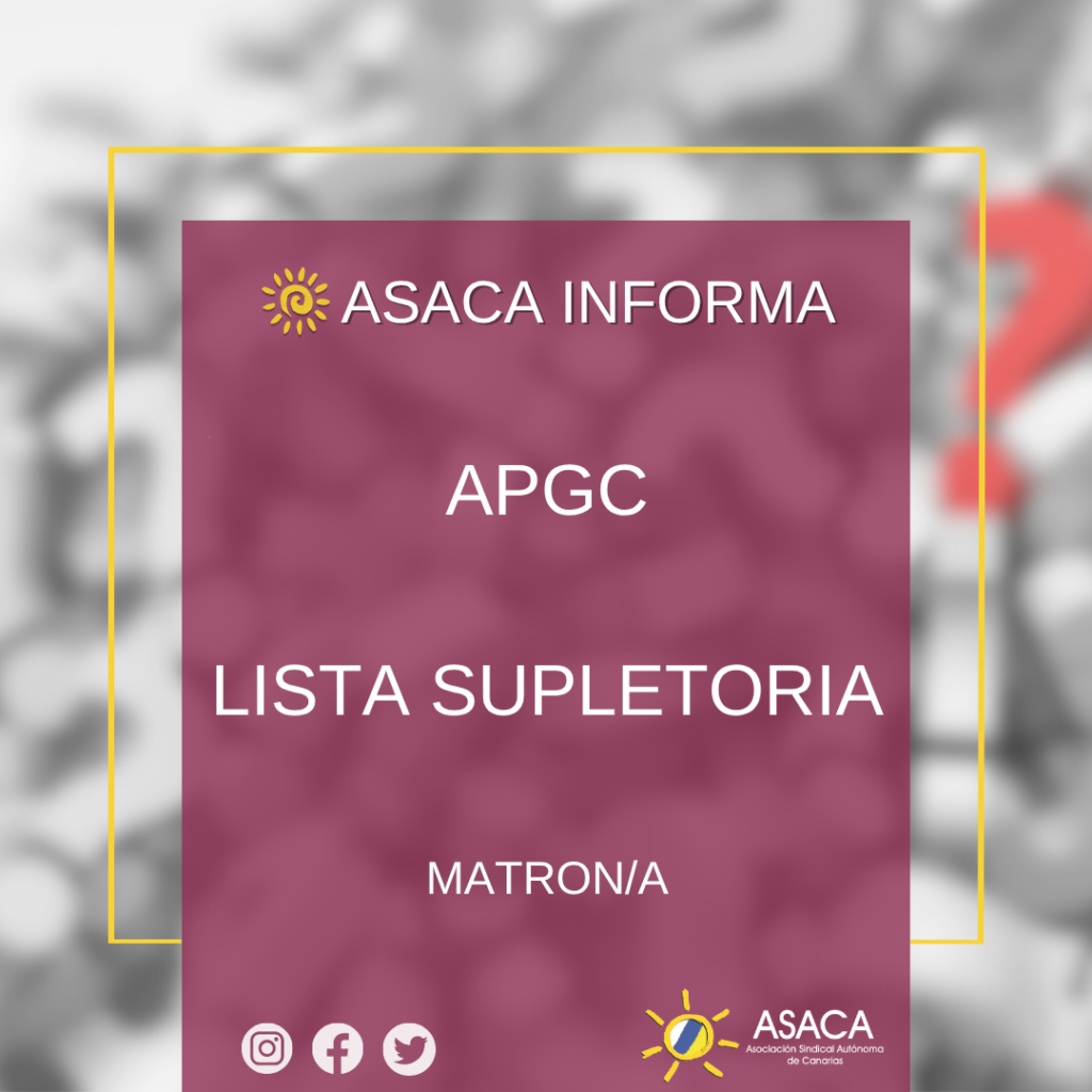 ATENCION PRIMARIA DE GRAN CANARIA LISTA SUPLETORIA MATRON/A